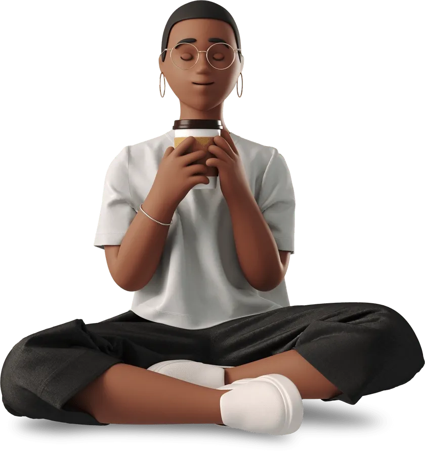 A woman relaxing and drinking coffee